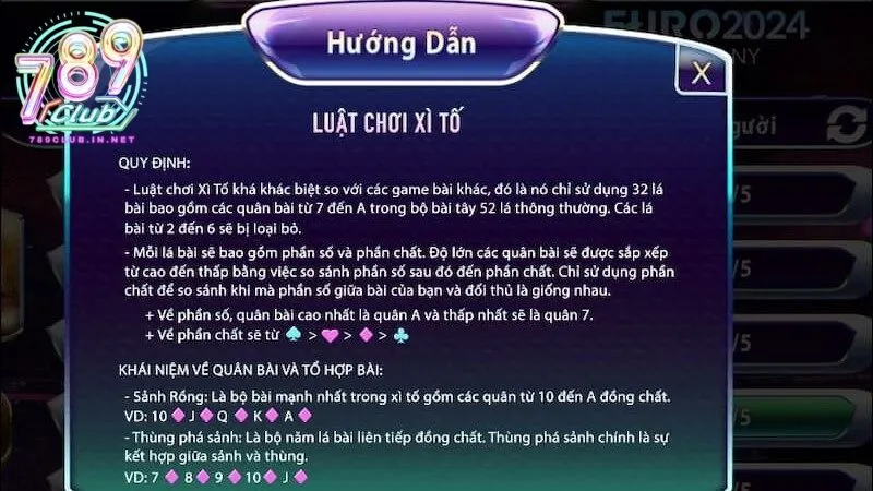 Luật chơi xì tố cơ bản tại 789club